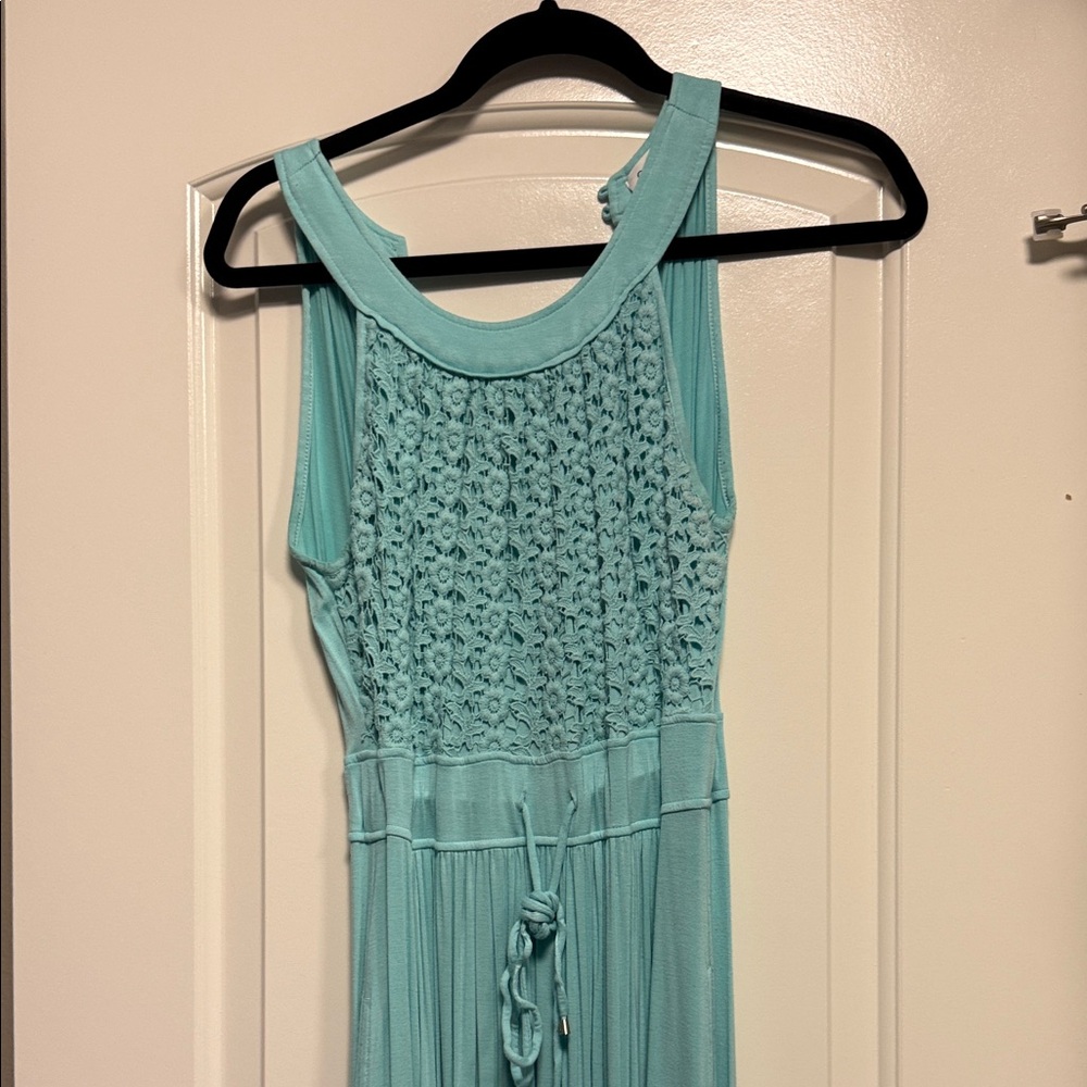 Calvin Klein Aqua Lace Maxi Dress